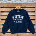 Vintage Ncaa Western Vikings Western Jumper Vikings Western Vikings Logo Print Black Colour T-Shirts