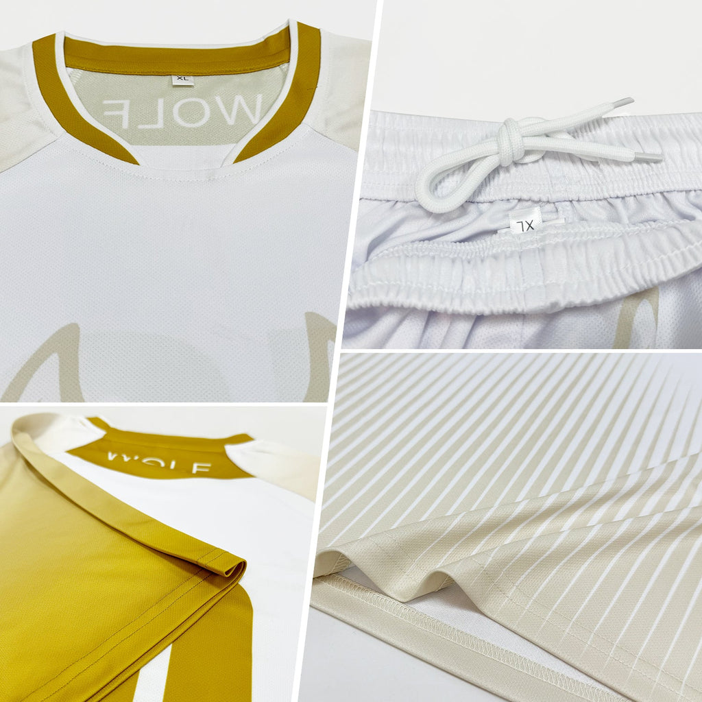 Custom Black White-Gold Bright Lines Sublimation Volleyball Uniform Jersey