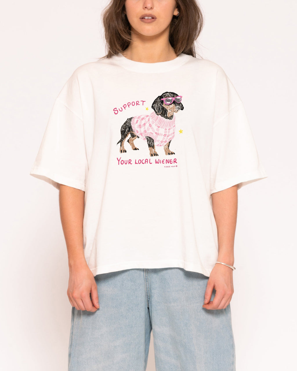 Support Your Local Wiener Boxy Crop Tee