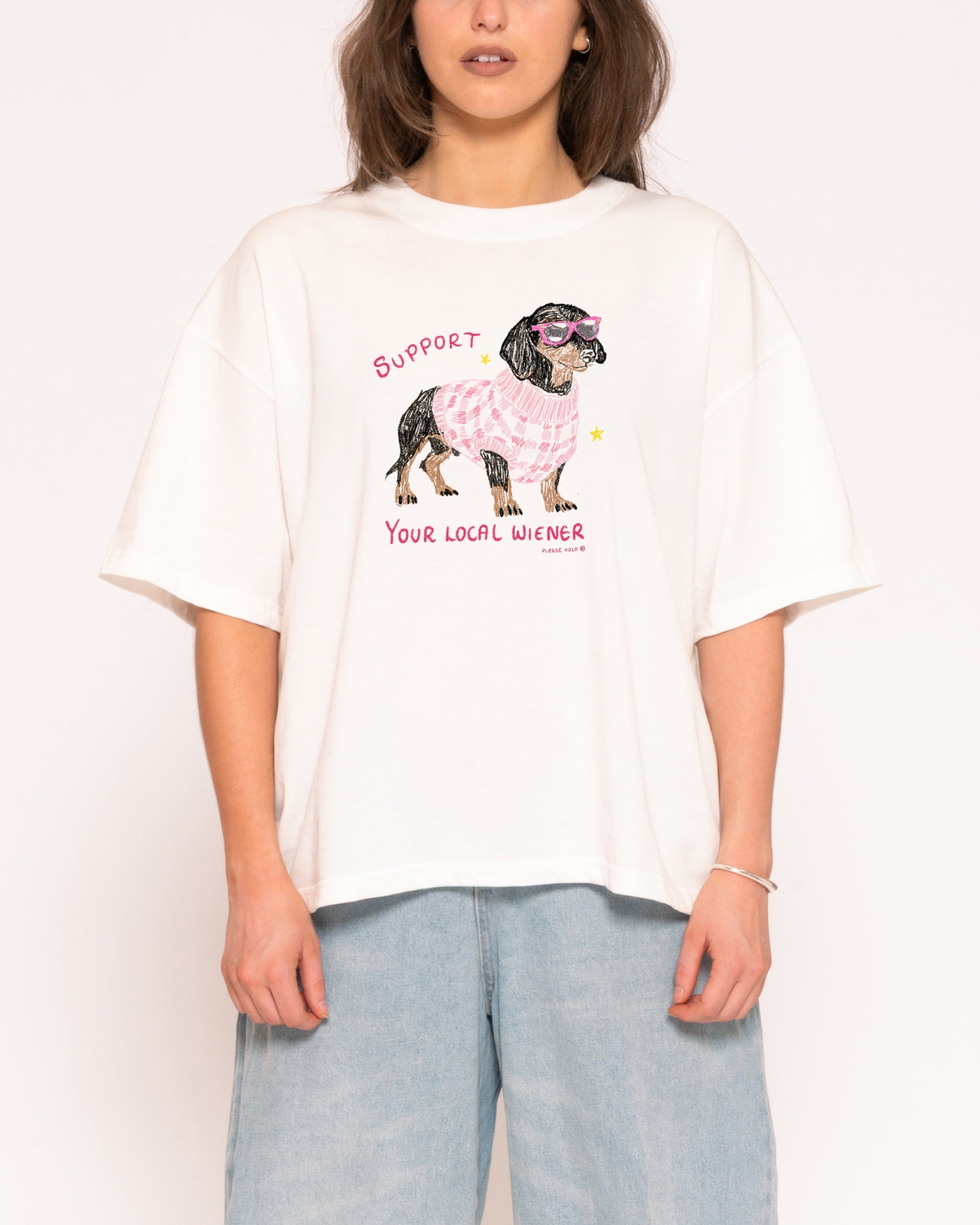 Support Your Local Wiener Boxy Crop Tee