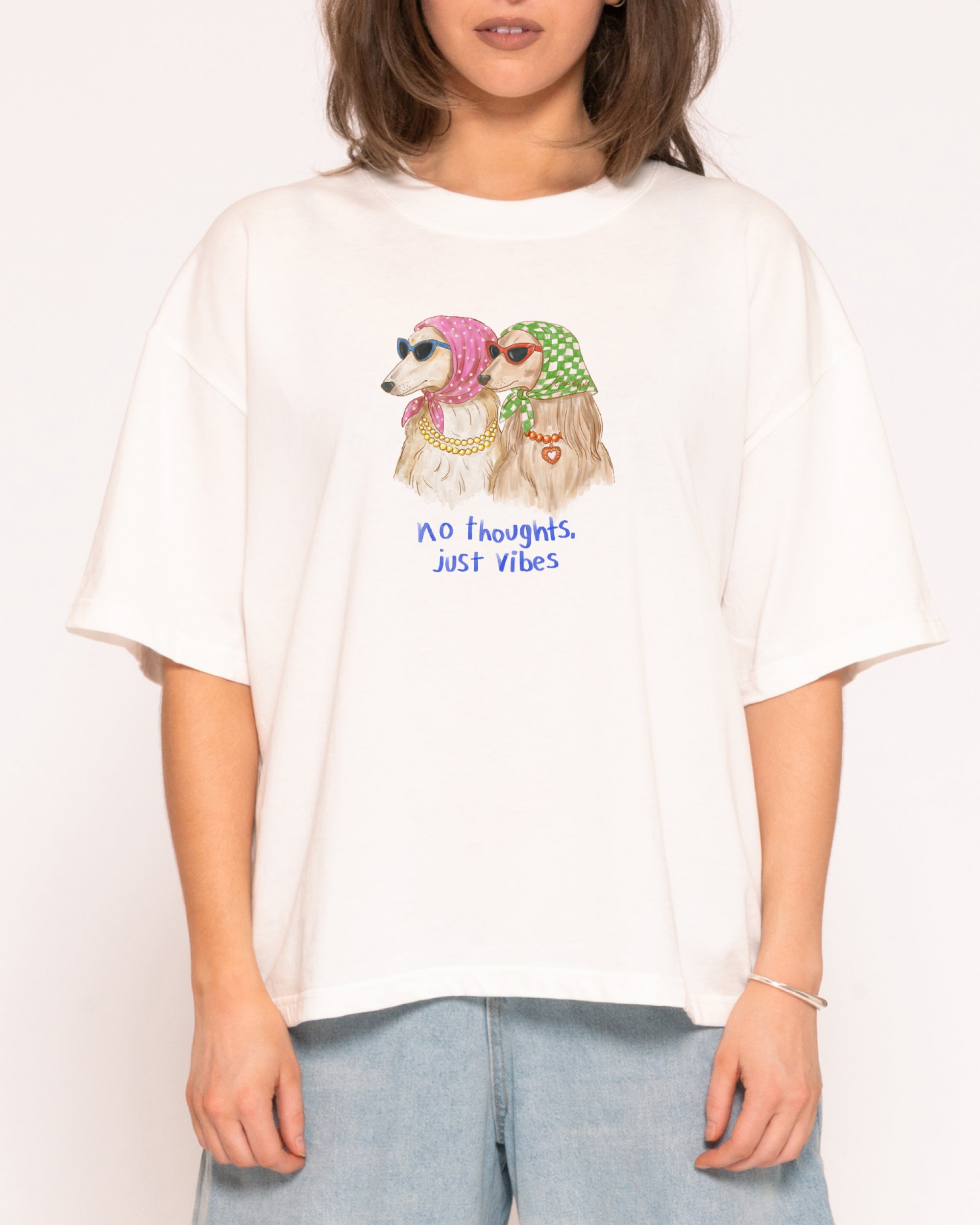 No Thoughts, Just Vibes Boxy Crop Tee