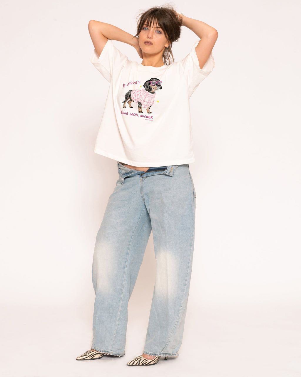 Support Your Local Wiener Boxy Crop Tee