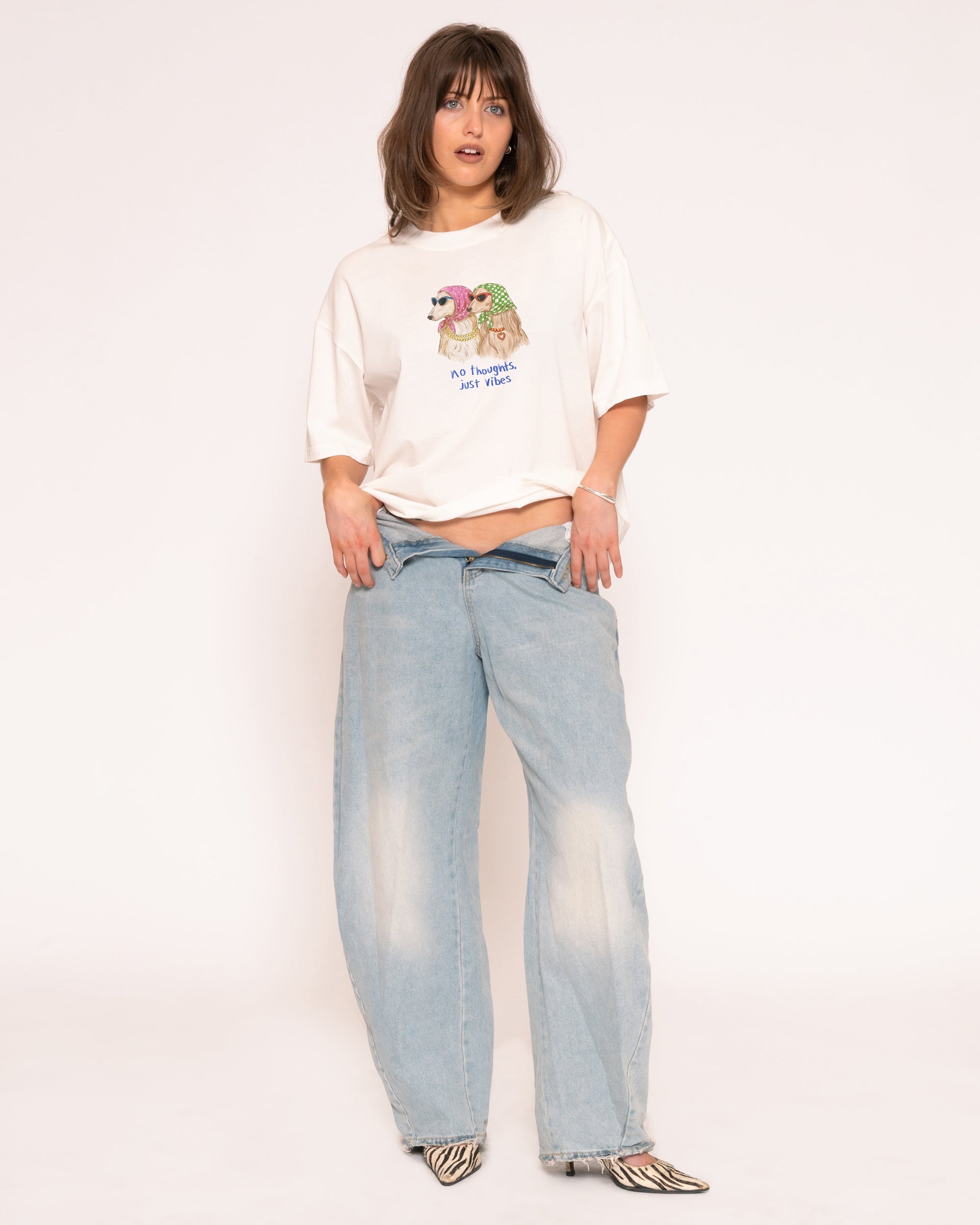 No Thoughts, Just Vibes Boxy Crop Tee