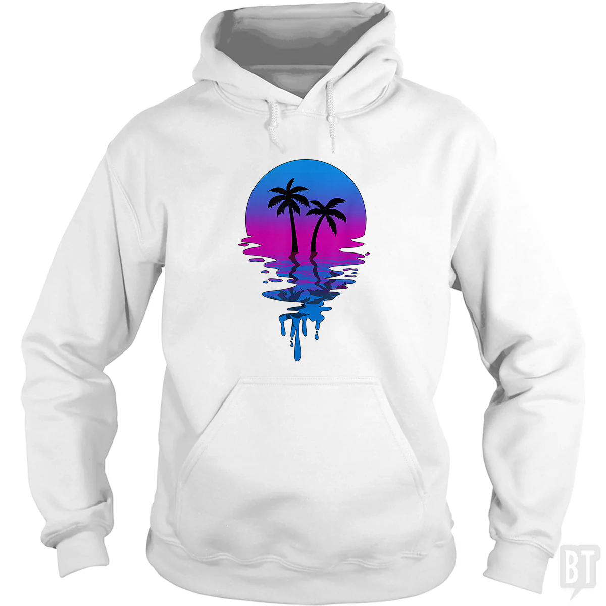 Vintage Retro Sunset Palm Tree Hoodie