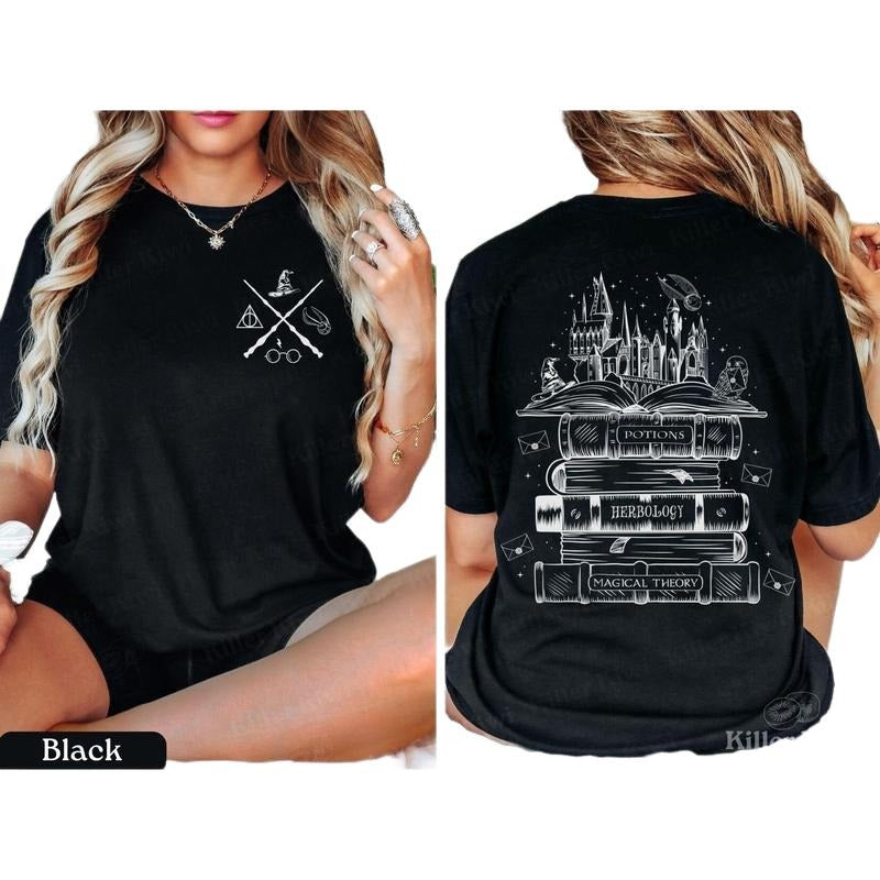 Wizard Castle Book Shirt HP Shirt Family Vacation Shirts Pottery Wizard School Bookworm Bookish Reading Shirt Best T-Shirts
