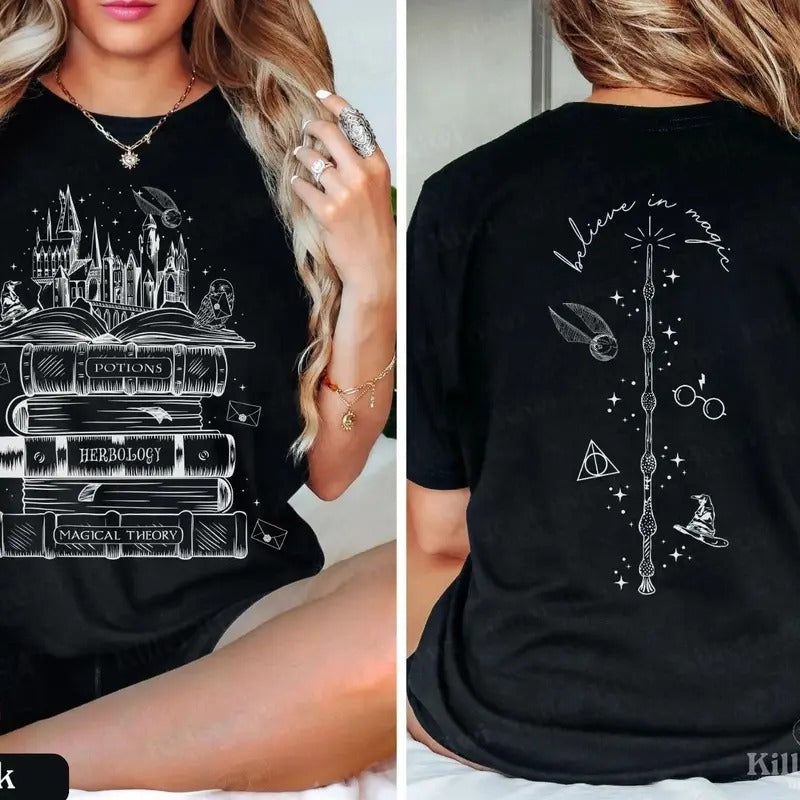 Wizard Castle Book Shirt HP Shirt Family Vacation Shirts Acotar Bookworm Pottery Bookish Reading Shirt T-Shirts