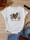Leopard Cartoon Print Round Neck Casual Short Sleeve Summer Clothes Daily T-Shirts