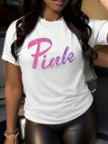 Letter Print Round Neck Casual Short Sleeve Crew Neck Daily Clothes All Seasonsstyle{N002}15 T-Shirts