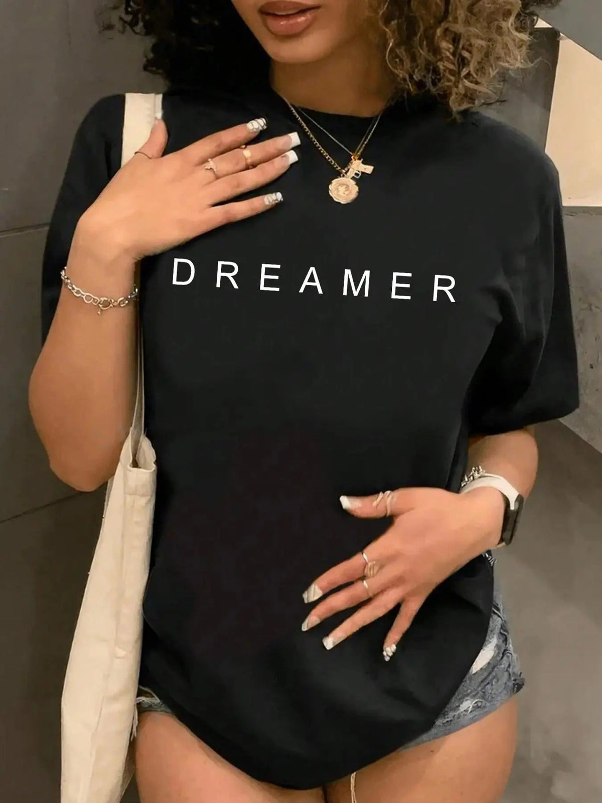 Letter Print Round Neck Casual Crew Neck Daily Vacation Outdoor Clothes All Seasons T-Shirts