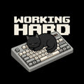 Working Hard Funny Black Cat On K