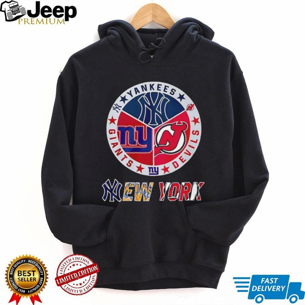 Yankees Giants Devils New York sports team logos shirt