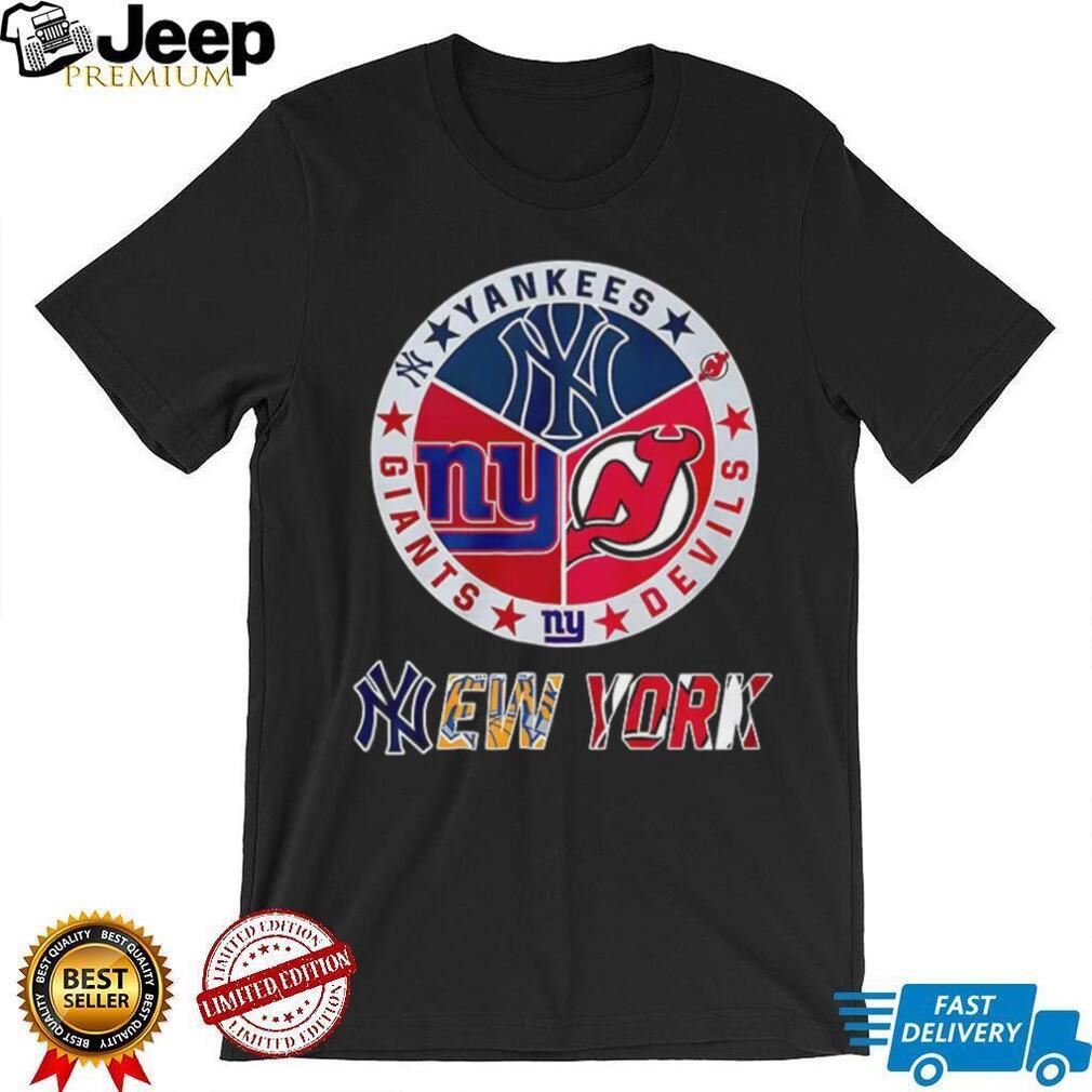 Yankees Giants Devils New York sports team logos shirt