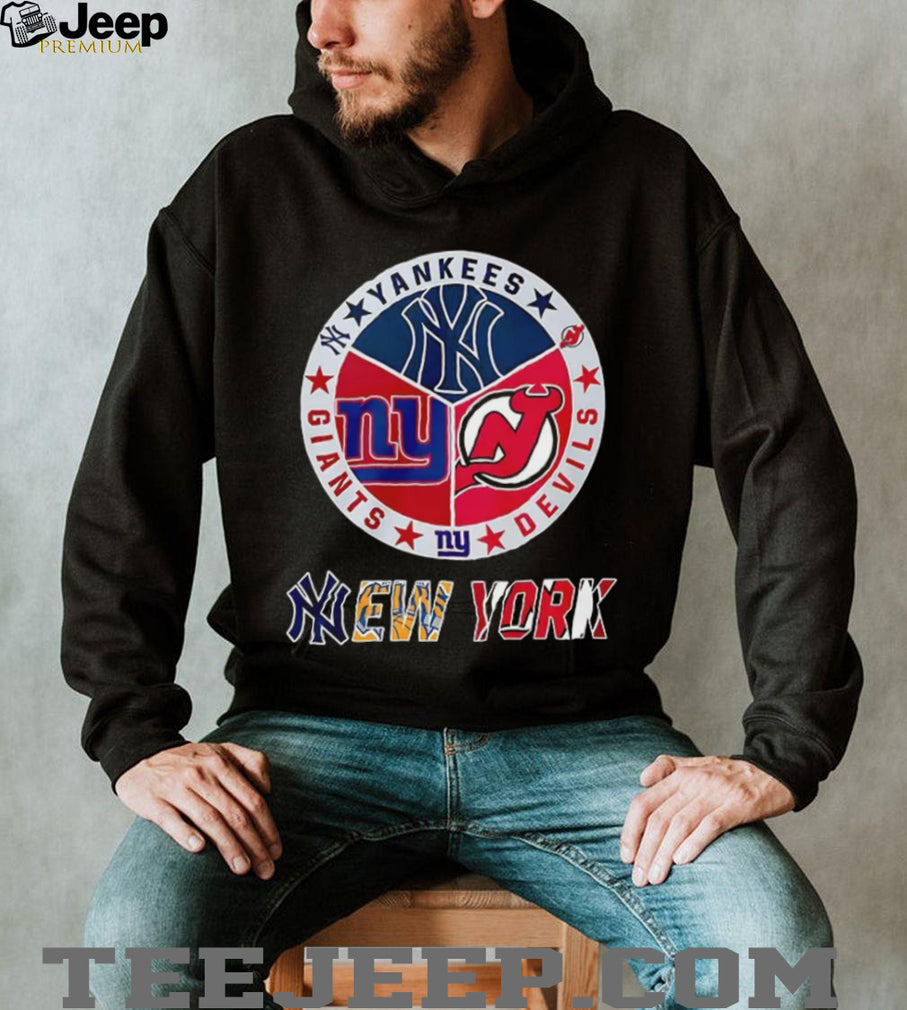 Yankees Giants Devils New York sports team logos shirt