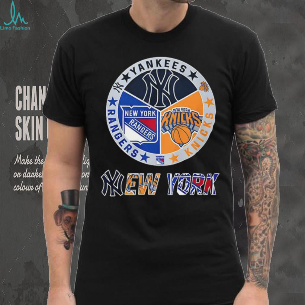 Yankees Rangers Knicks New York sports team logo shirt