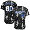 Custom Black White-Royal 3D Pattern Design Astronaut Authentic Baseball Jersey