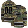 Custom Camo Black-Gray Salute To Service Hockey Jersey