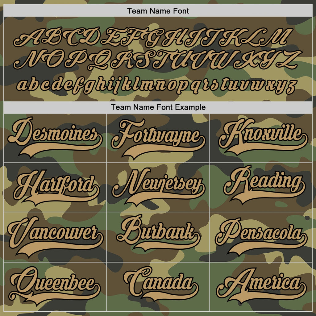Custom Camo Old Gold-Black Salute To Service Hockey Jersey
