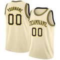 Custom Cream Navy-Gold Round Neck Rib-Knit Basketball Jersey