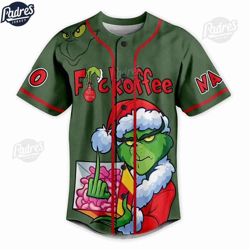 Custom Fuckoffe I’m A Grinch Before Coffee Baseball Jersey - Bafud