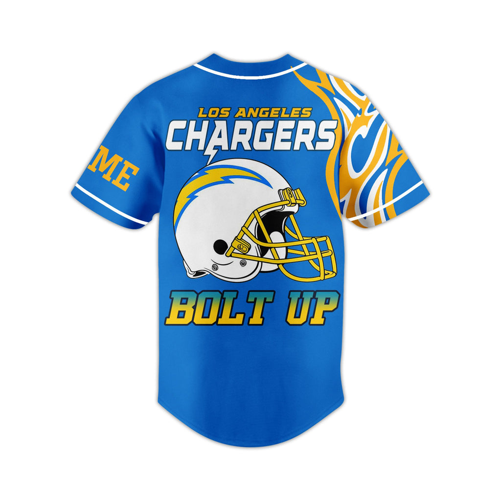 Custom Los Angeles Chargers Bolt Up Blue Baseball Jersey Fast Shipping Worldwide