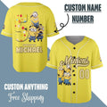 Custom Name And Number Funny Birthday Minion Yellow Baseball Jersey