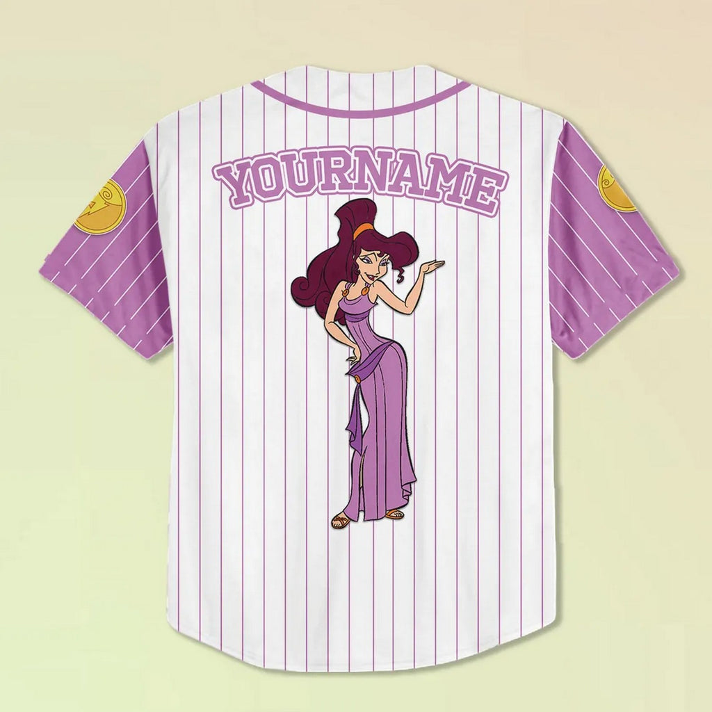 Custom Name And Number Hercules Meg Striped Purple White Baseball Jersey