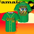 Custom Name And Number Jamaica Straight Trippin Green Baseball Jersey