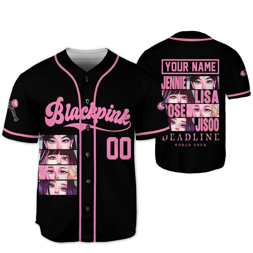 Custom Name And Number Kpop Blackpink Black Baseball Jerrsey