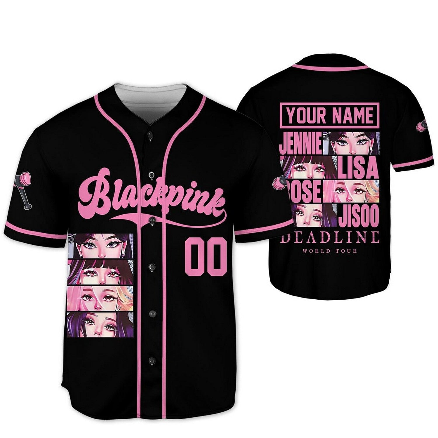 Custom Name And Number Kpop Blackpink Black Baseball Jerrsey