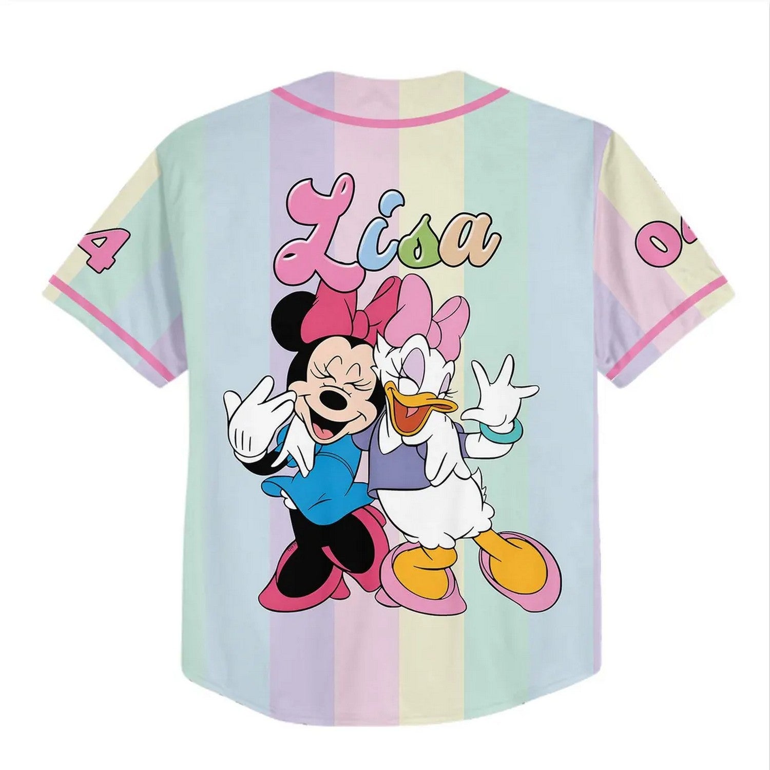 Custom Name And Number Minnie And Daisy Bestie Pastel Baseball Jersey
