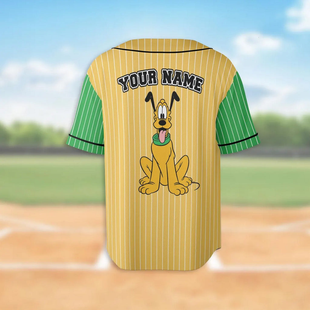 Custom Name And Number Pluto Dog Green Yellow Baseball Jersey