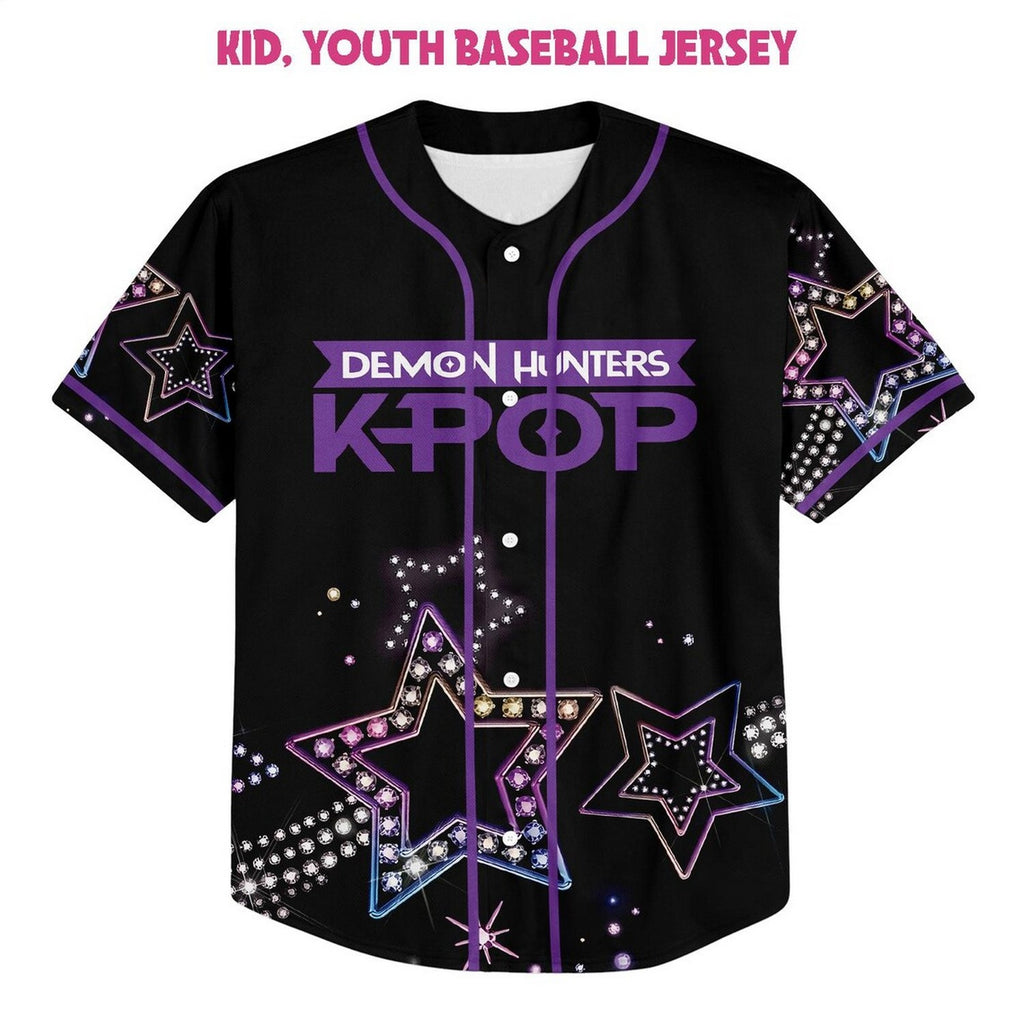 Custom Name Demon Hunter Kpop Black Baseball Jersey