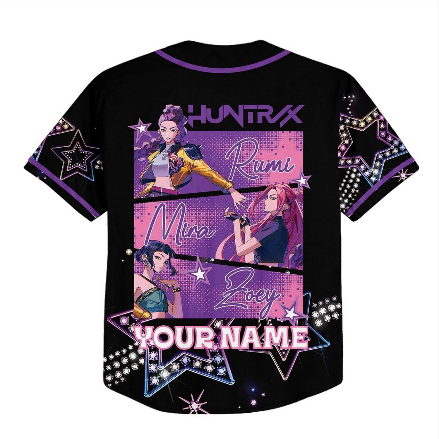Custom Name Demon Hunter Kpop Black Baseball Jersey