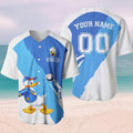 Custom Name Donald Duck Blue White Baseball Jersey