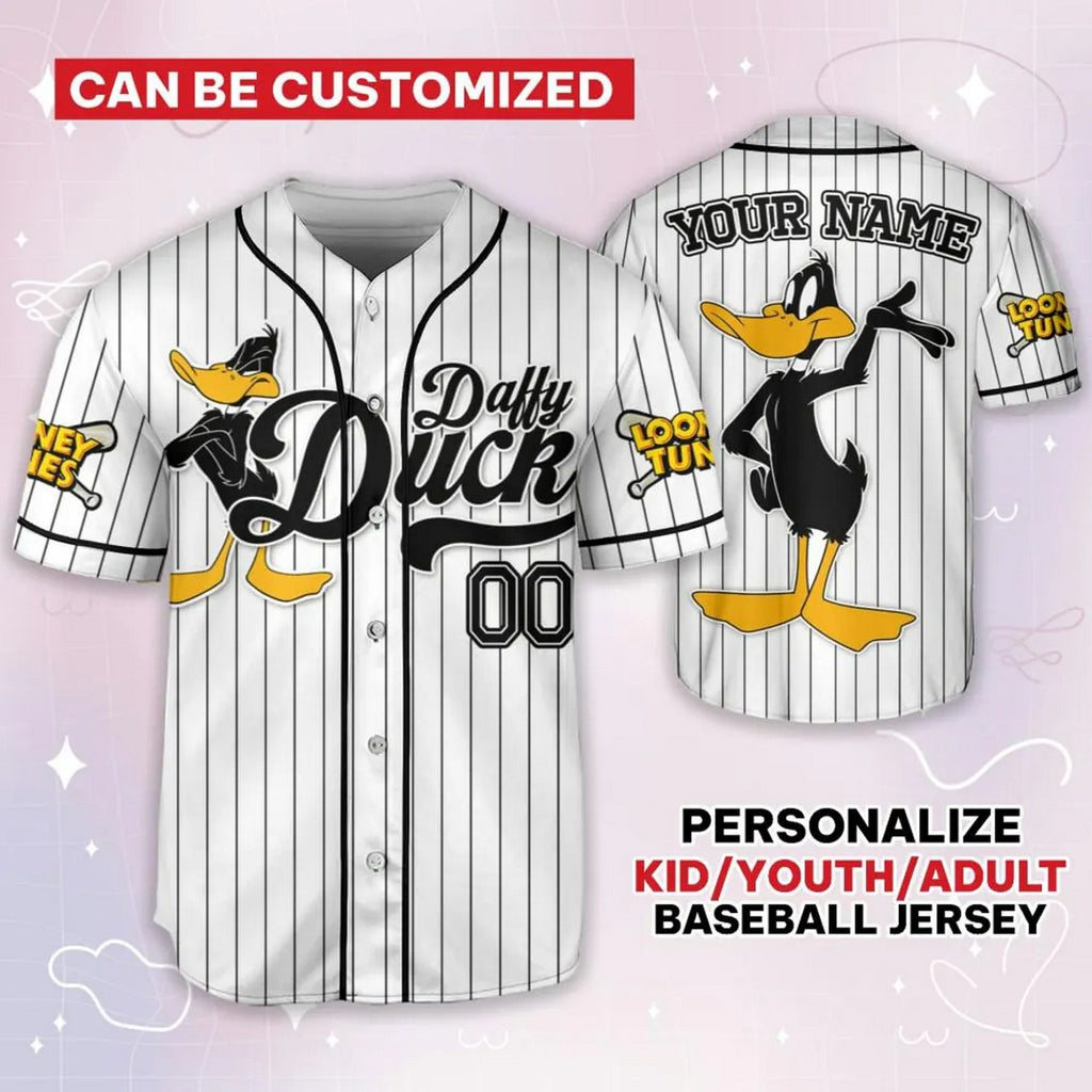 Custom Name Looney Tune Daffy Duck Simple Baseball Jersey