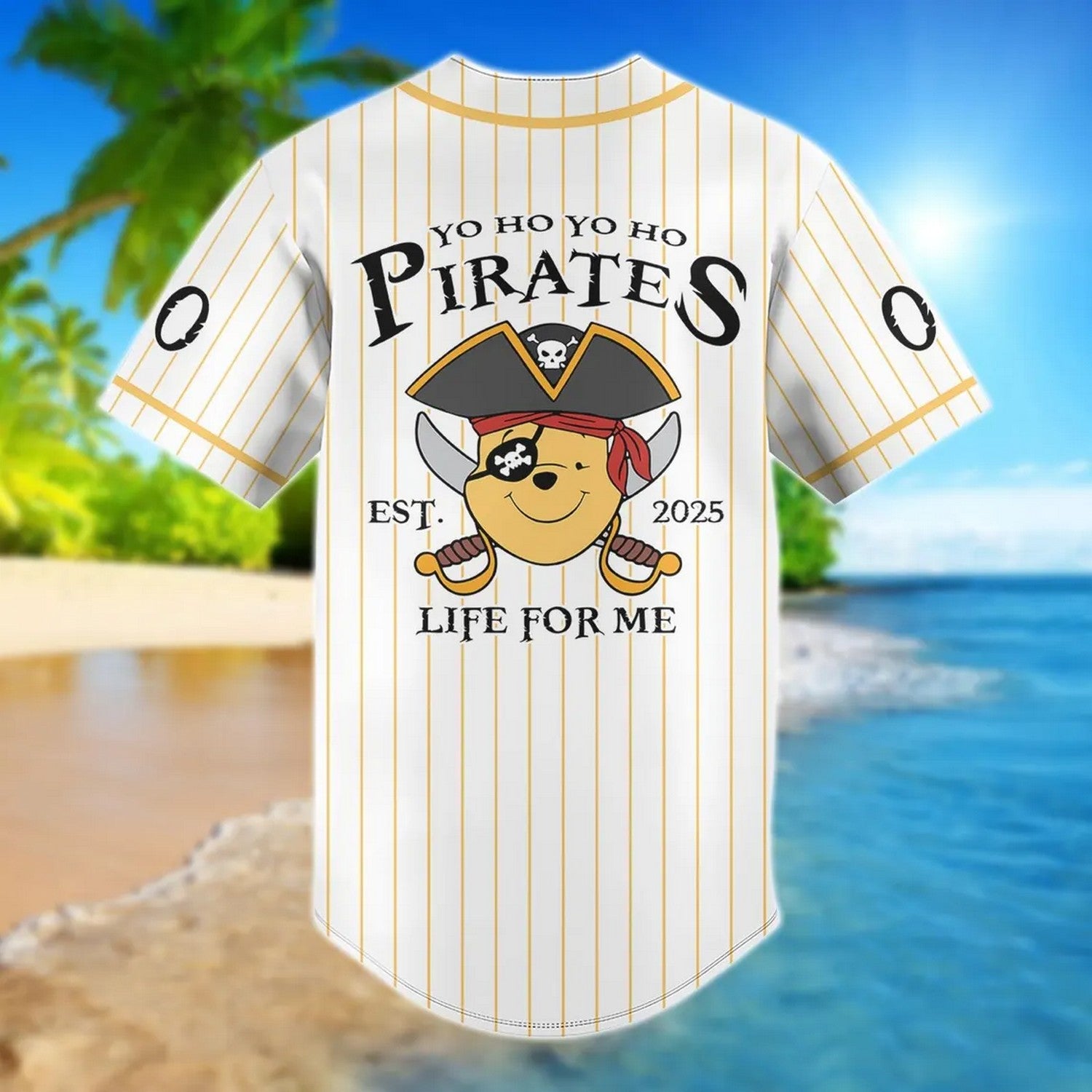 Custom Name Pirate Pooh Baseball Jersey