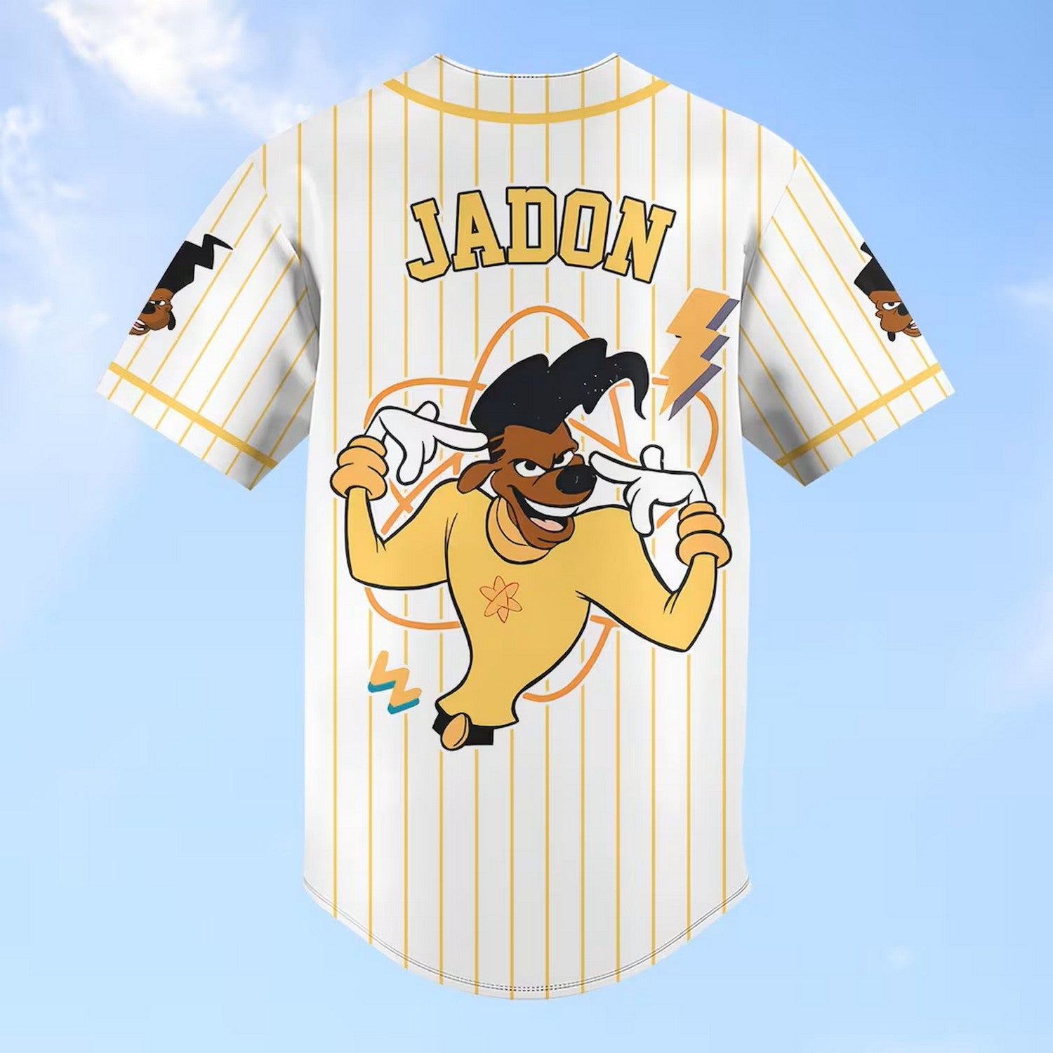 Custom Name Powerline Yellow White Baseball Jersey