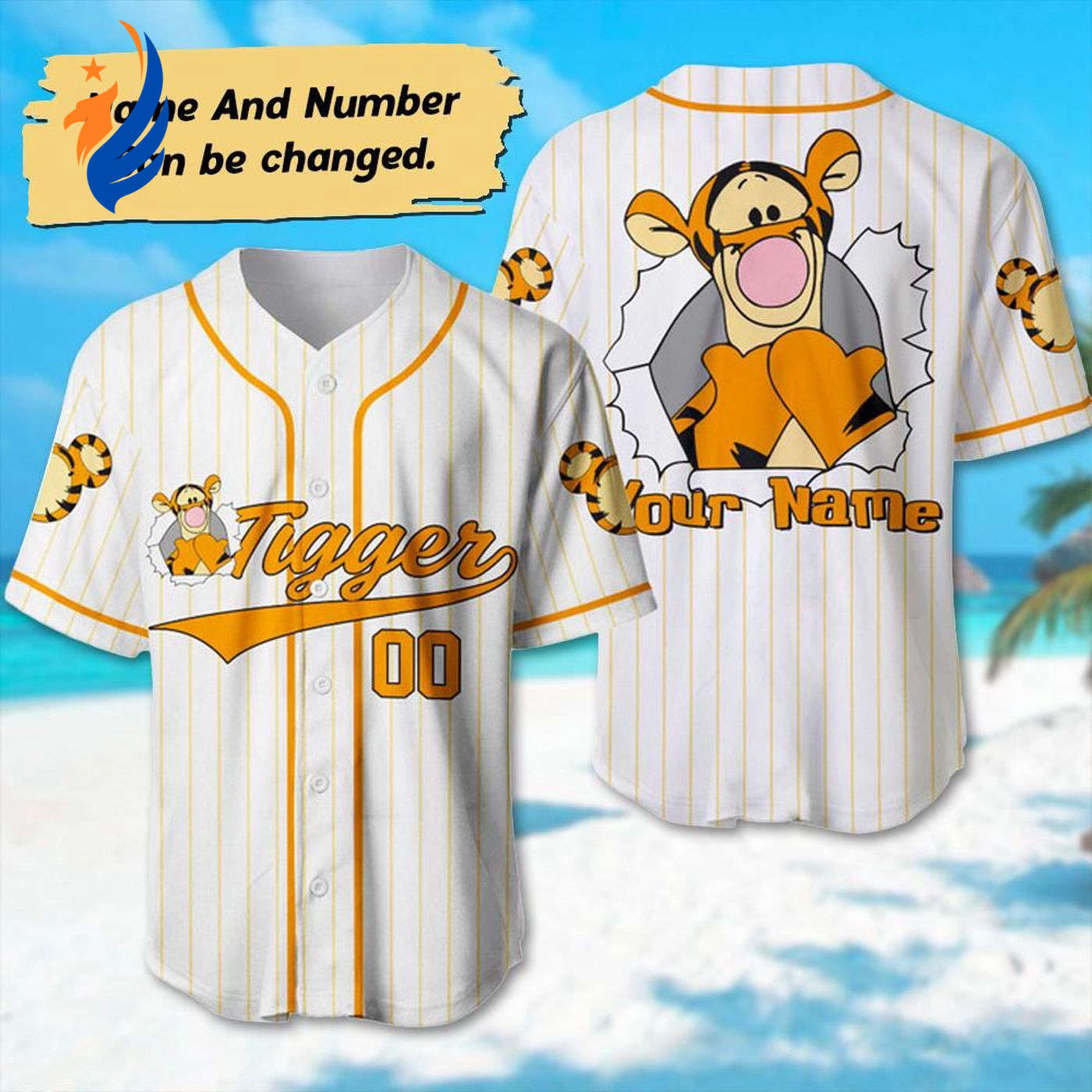 Custom Tigger Baseball Jersey Pooh Cartoon Basketball Team Magic Kingdom Trip Shirt Tigger Birthday Gift for Kids - Bafud