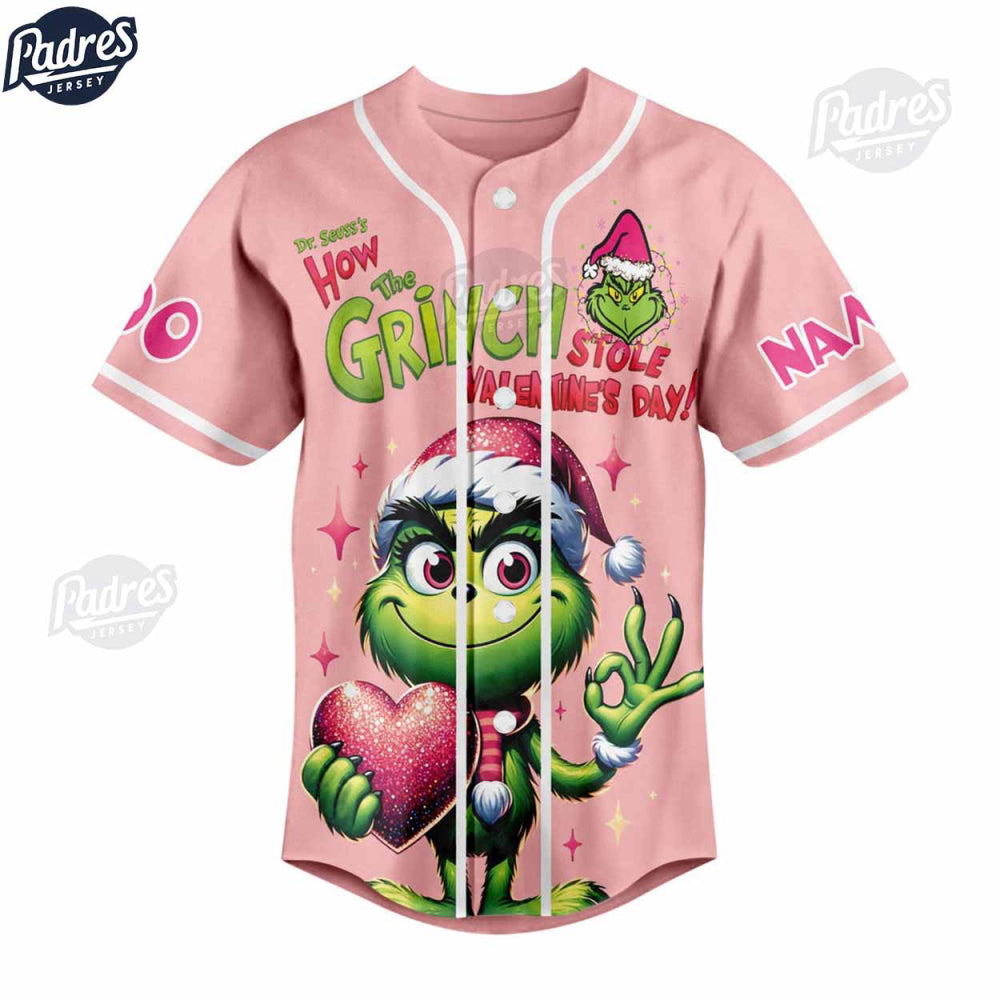 Custom Valentine The Grinch Baseball Jersey - Bafud