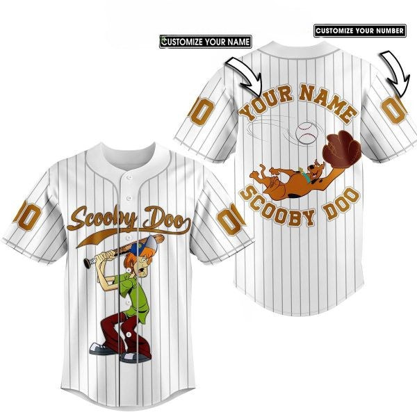 Customized Eye-catching Scooby-Doo White Baseball Jersey