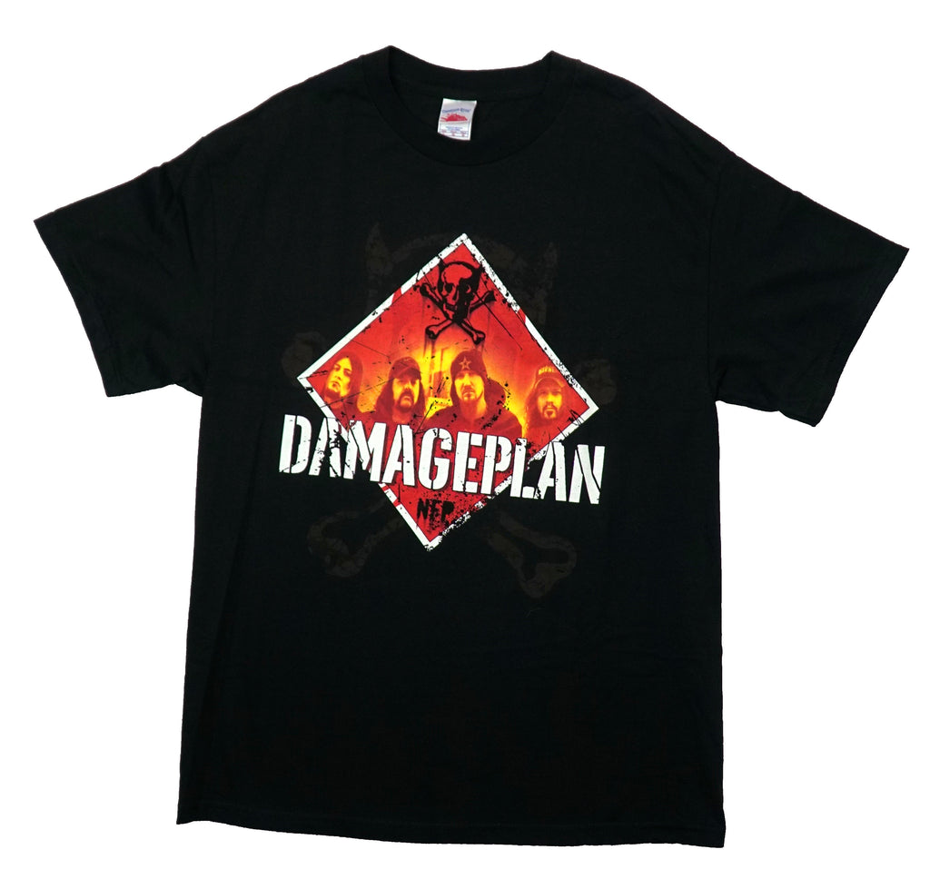 Damage Plan NFP White Dimond Below Bigger Skull Back T-Shirts