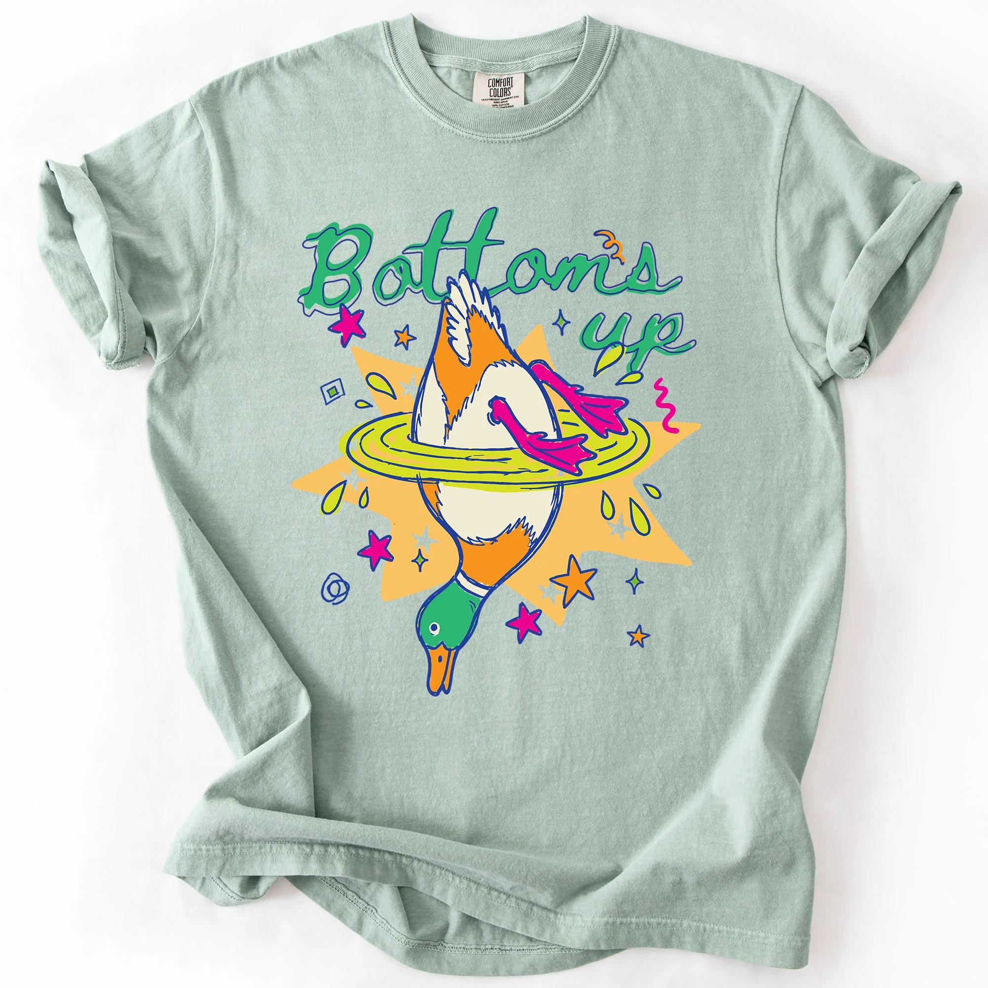 Bottoms Duck Colorful Preppy Mallard Dabbling Splashy Vintage Coastal Weekend Comfort Colors Tee (2)