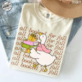 Comfort Colors Booked Fall Goose Cartoon Goose Fall Book Lover Tee (1)