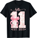 Hello Eleven Est 2015 Pink Coquette Bow 11th Birthday Girl (1)