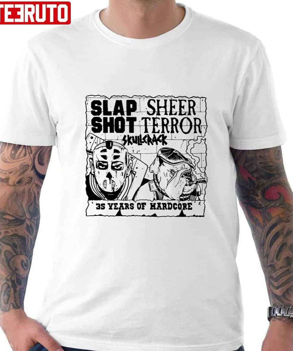 Slapshot Sheer Terror Skullcrack 35 Years Hardcore Unisex T-shirt, Sweatshirt, Hoodie (1)