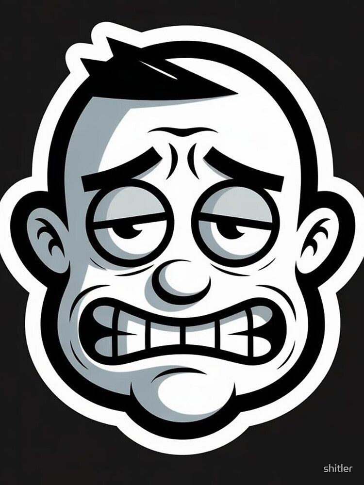 Dark Aesthetic Sad Smile Cartoon Sticker | Minimal Mental Health Art by shitler