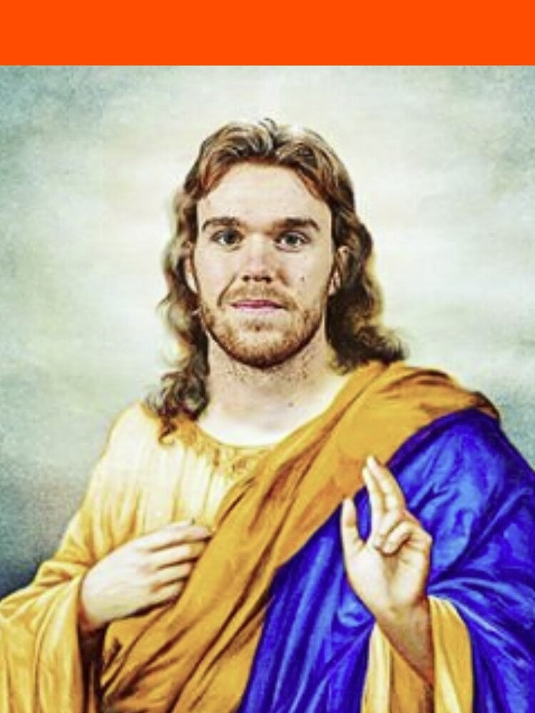 ALL Hail McJesus…!!! (Matching Oilers Orange Hex Color Background!!) by thebirdbrand