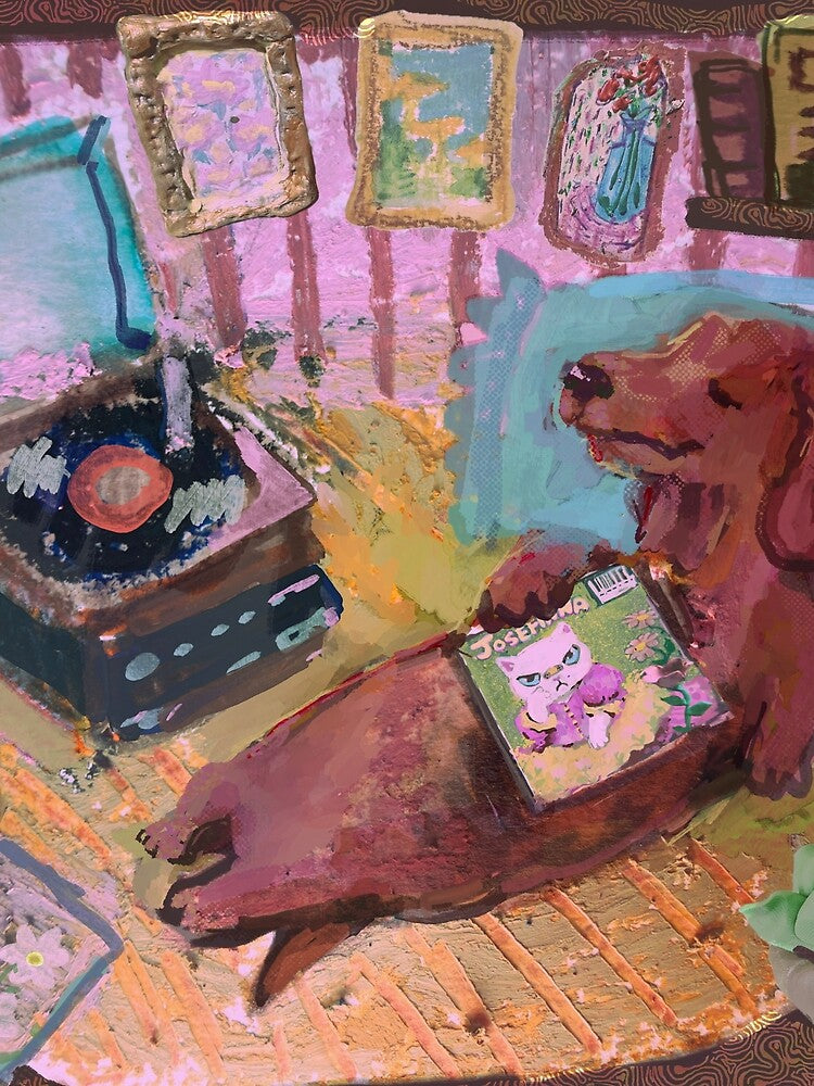 dachshund listening to good music by guilhernunes