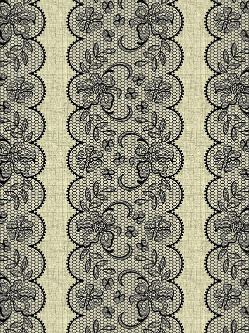 Black Lace on Gray Linen by GlueGunEnergy