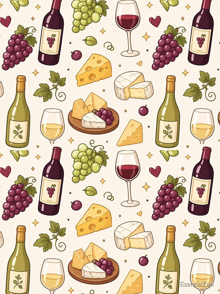 Gourmet Patron of Wine, Cheese and Grapes by EsenciaZen